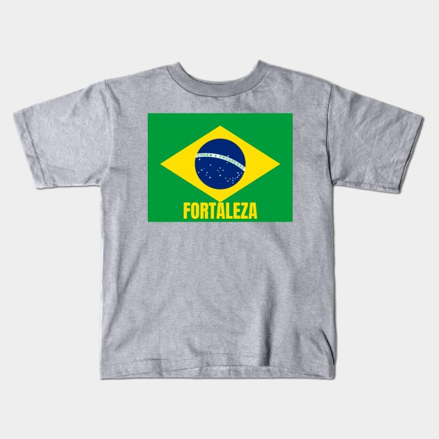 Fortaleza City in Brazilian Flag Kids T-Shirt by aybe7elf